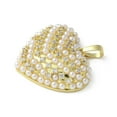 thumbnail image 2 of Brass Micro Pave Cubic Zirconia Pendants Heart Charms with Imitation Pearl Beads Rack Plating Long-Lasting Plated Real 18K Gold Plated 22x25x7mm Hole: 5x3mm, 2 of 3