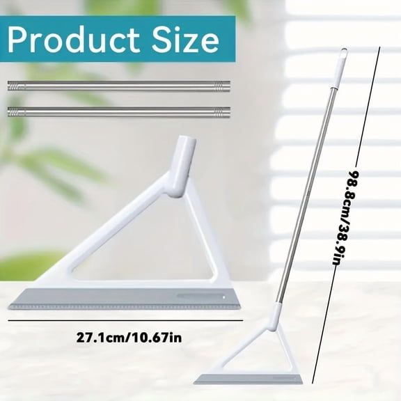 3-in-1 Magic Broom, TPR Floor Sweeper with Built-In Squeegee & Scraper, Multi-Functional Rubber Broom for Fast Hair, Dust, Dirt and Spill Cleanup