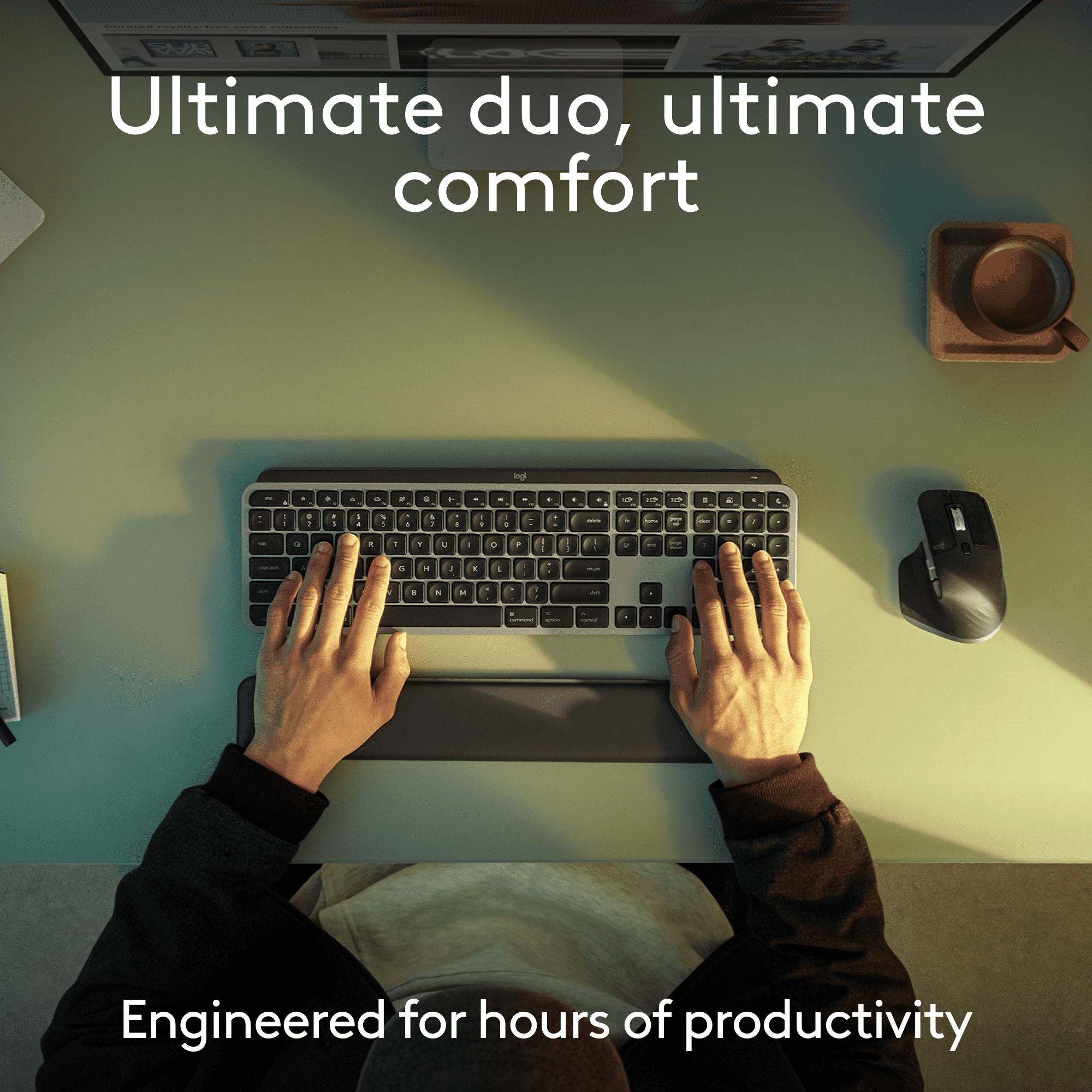 Logitech MX Keys S Combo for Mac, Wireless Keyboard and Mouse with Palm Rest, Backlit Keyboard, Fast Scroll Wireless Mouse, Space Grey