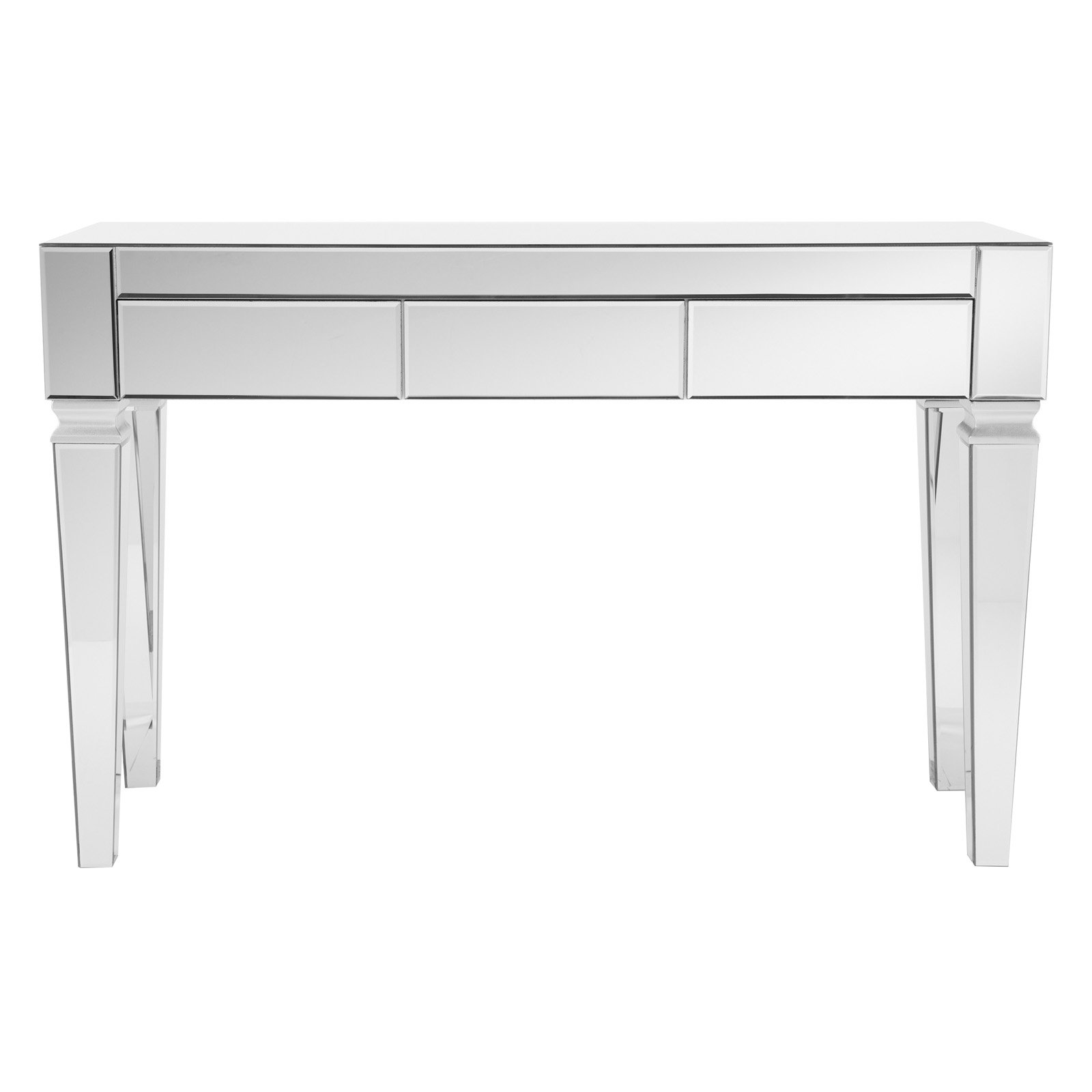 46" Clear and Silver Contemporary Beveled Mirror Rectangular Top Console Table - image 3 of 10