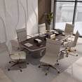 thumbnail image 4 of LeisureMod Harris Mid-Century Modern High-Back Leather Swivel Office Chair in Tan, 4 of 4
