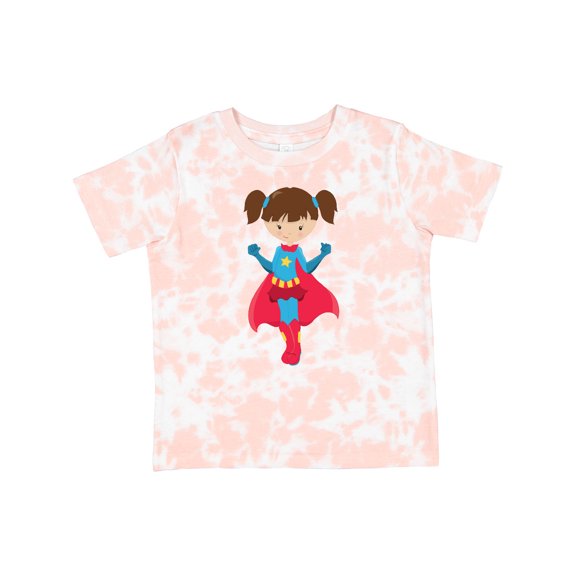 Inktastic Superhero Girl, Cute Girl, Brown Hair, Red Cape Girls Toddler T-Shirt