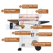 Z GRILLS Flame Expert 572 Sq.in Cooking Area 8 in 1 Wood Pellet Grill & Smoker with Direct Flame Searing, Auto Temperature Control for Outdoor BBQ, Bronze-6002B