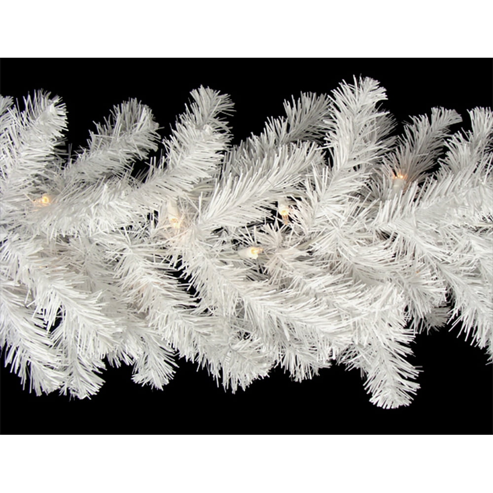 9' x 8" PreLit Snow White Artificial Christmas Garland Clear Lights