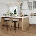 thumbnail image 2 of Bar Stool Chairs Set of 2, Modern Upholstered Counter Height Barstools with Round Seat, Armless Bar Chair with Back, Footrest and Metal Legs, for Kitchen Island, Dining Room, Cafe Pub - Grey, 2 of 8