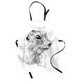 thumbnail image 1 of Groundhog Day Collection Apron, Detailed Sketch Design of Side View Marmot Portrait, Unisex Kitchen Bib with Adjustable Neck for Cooking Gardening, Adult Size, Charcoal Grey and White, by Ambesonne, 1 of 4