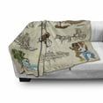 thumbnail image 3 of Jamaican Soft Flannel Fleece Throw Blanket, Hand Drawn Illustrations of Elements from Caribbean Cultures Old Paper Effect, Cozy Plush for Indoor and Outdoor Use, 50" x 60", Multicolor, by Ambesonne, 3 of 6