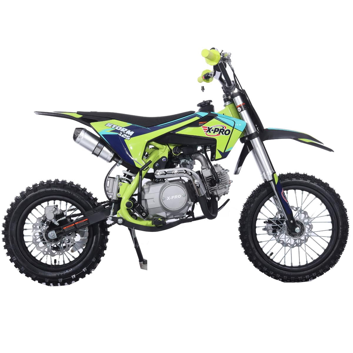 X-Pro Brand New Storm 125cc Dirt Bike with 4-Speed Semi-Auto Transmission, Kick Start, Big 14"/12" Tires!
