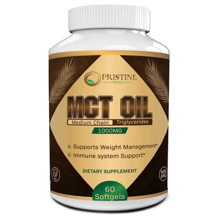 Pristine Foods Keto MCT Oil Softgel 1000mg - Advanced Ketosis Diet Pills, Weight Management, Natural Pure Coconut Oil Extract - 60ct