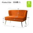 thumbnail image 5 of Tina's Home Velvet Upholstered Loveseat Sofa with Gold Metal Legs, Living Room Chair Home Bedroom Orange, 5 of 9