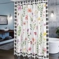 thumbnail image 6 of Spring Summer Wildflower Shower Curtain, Eucalyptus Leaves Black Plaid Waterproof Shower Curtain Set with 12 Hooks Lightweight Bath Curtains Fabric Bathroom Decor 72x84 Inches, 6 of 9