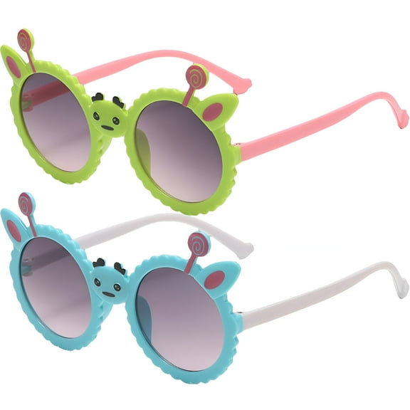 GJX 2Pcs Baby Sunglasses,Uv Protection Lenses Toddler Sunglasses Age 2-4,Childlike Cartoon Design Infant Sunglasses,Style1