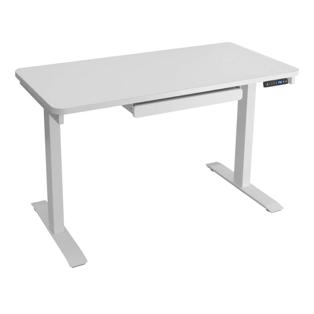 Motionwise Electric Standing Desk, 24”x48 Home Office Series, 28"-48" with Quickly Program up to 4 pre-Set Height adjustments and USB Charge Port, White Frame