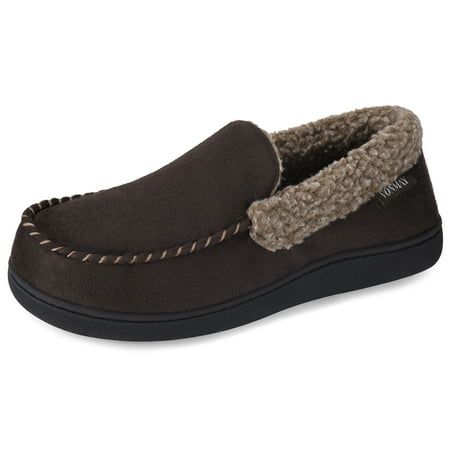 

VONMAY Men s Moccasin Slippers Fuzzy House Shoes with Whipstitch Indoor Outdoor