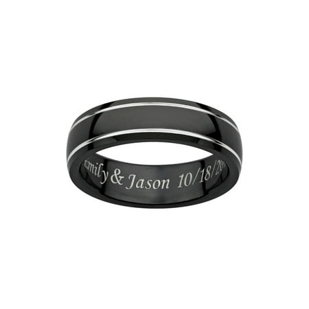 Personalized Planet - Personalized Men&amp;#39;s Engraved Black Titanium Grooved Band