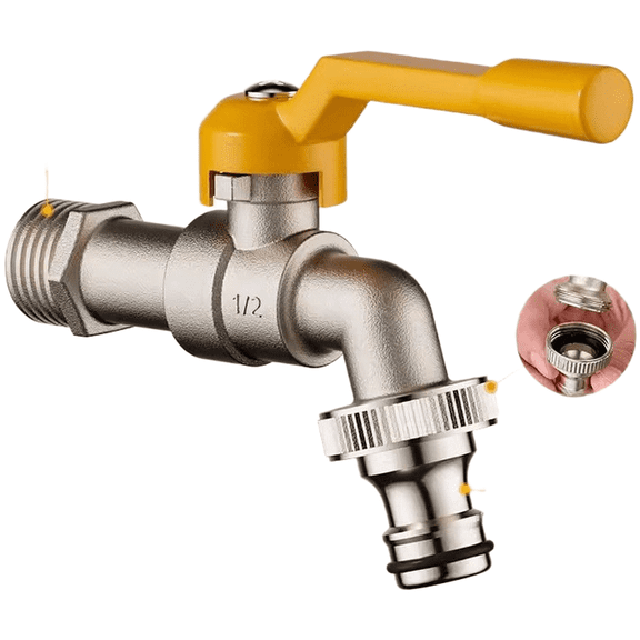 Spring High Flow Brass Outdoor Faucet Freeze Proof Dual Outlet Water Tap for Gardening