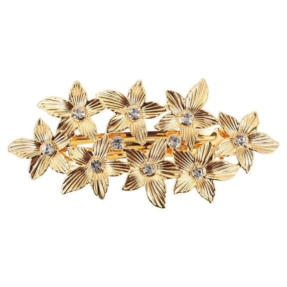 GOOHOCHY Elegant Rhinestone Hair Clip with Spring Design for Decoration Golden zinc alloy 1pcs