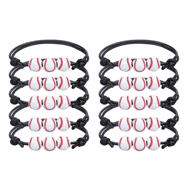 10 piezas de pulseras de béisbol, baloncesto, tenis, regalo de fiesta de béisbol para niños, pulsera deportiva ajustable