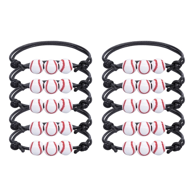 10 pulseras de tenis de baloncesto y béisbol para niños, regalo de fiesta de béisbol, pulsera deportiva ajustable
