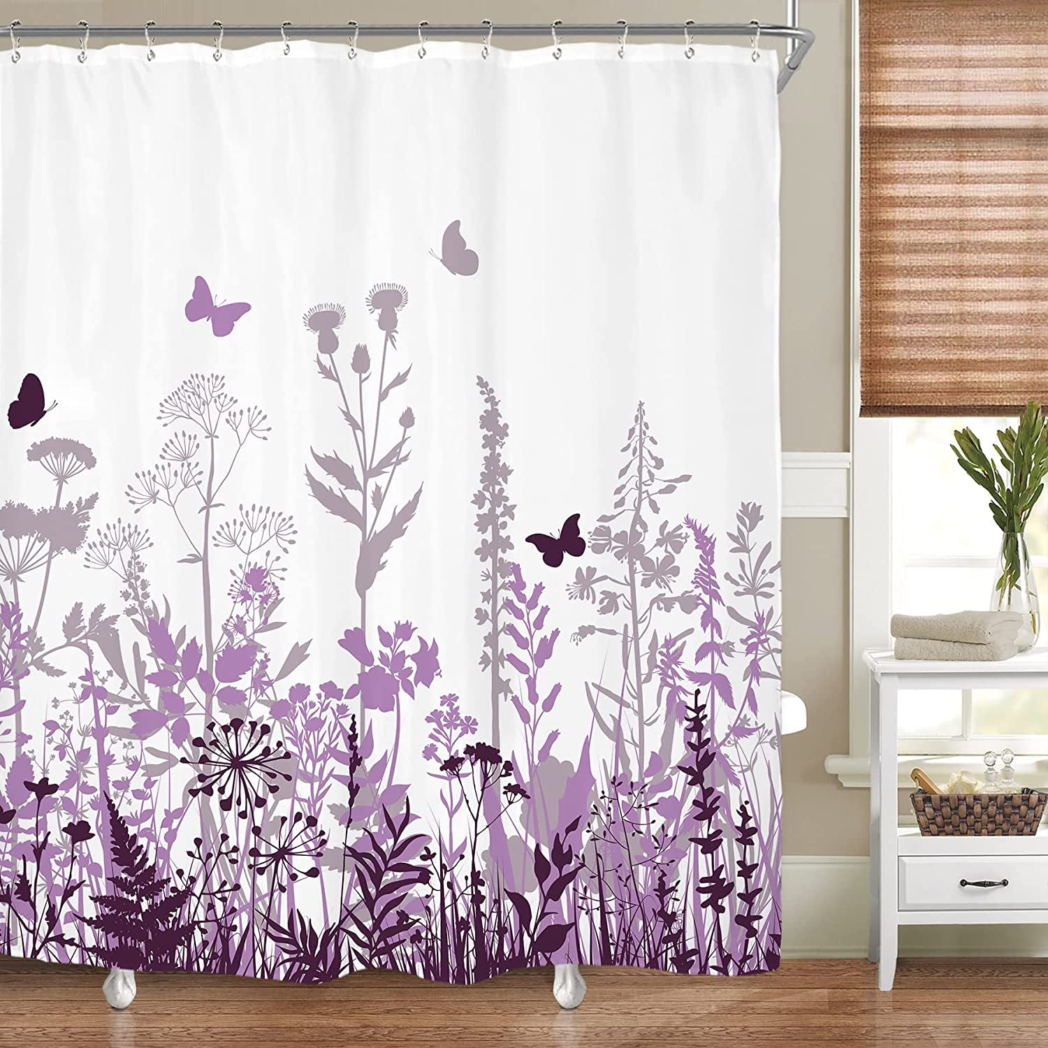 SPXUBZ Purple Floral Shower Curtain for Bathroom Decor 72Wx72H inch