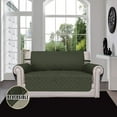 thumbnail image 2 of Housse de Canapé Réversible Protecteur de Meubles avec Sangles Élastiques pour Animaux Enfants Chien Chat (Causeuse, Vert Armée/beige), 2 of 8