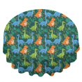 thumbnail image 2 of Dinosaur and Plant Green Pattern Round Tablecloth 70"x70", Wrinkle Resistant Wipeable Table Cover for Kitchen Dining Room Picnic Patio and Party, 2 of 6