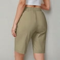 thumbnail image 4 of Women's Bermuda Shorts Lightweight Hiking for Running Athletic Camping Travel Golf High Waisted Knee Length with Pockets Khaki 2XL, 4 of 6
