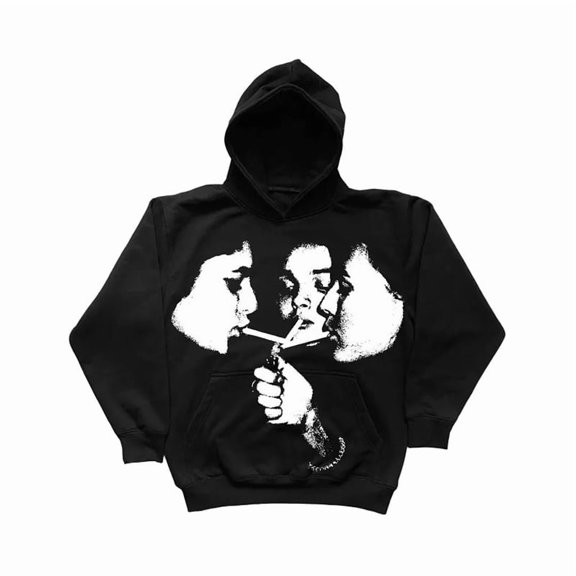 Y2K Hoodie Clothes Retro Streetwear Gothic Aesthetic Casual Print Fashion Pullover Harajuku Graphic Clothing Hip Hop Long Sleeve (black,XL)