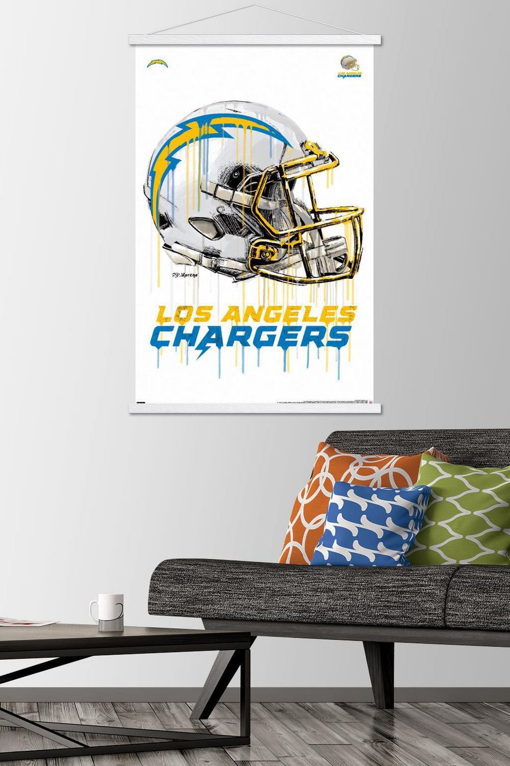 NFL Los Angeles Chargers - Drip Helmet 20 Wall Poster, 14.725" x 22.375" Framed