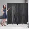 thumbnail image 3 of 4-Panel Room Dividers and Folding Privacy Screens Partition Walls Wooden Screen Portable Freestanding Privacy Wall for Home Office, Black, 3 of 9