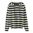 thumbnail image 3 of UAMVSH Hooded Sweaters for Women Fall Casual Lightweight Knitted Hoodie Pullover Classic Stripe Printed Long Sleeve Sweaters Tops(Medium,Black), 3 of 3