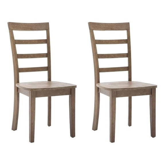 Pemberly Row Rubberwood Dining Chairs in Barnwood Brown (Set of 2)