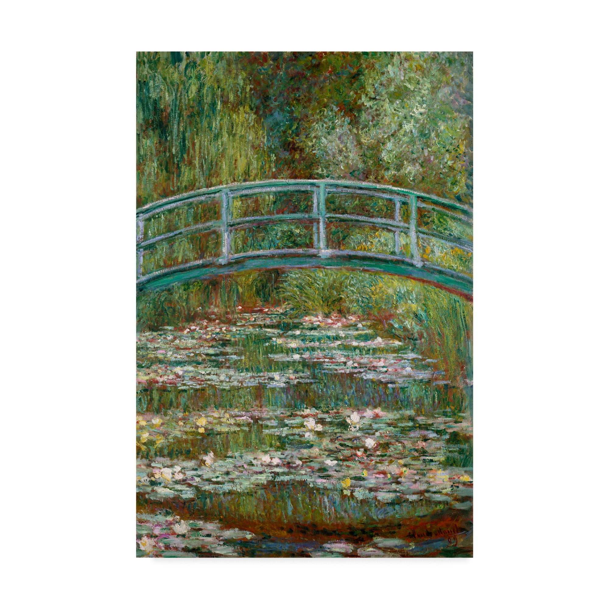 Free Shipping! Trademark Fine Art 'Bridge over Water Lilies