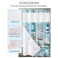 thumbnail image 2 of No Hook Cloth Fabric Shower Curtain with Snap in Liner, Coastal Summer Beach Waterproof Shower Curtains Set with See Through Top Window, Lighthouse Starfish Blue Wooden Bath Curtains Shower 72"x78", 2 of 6