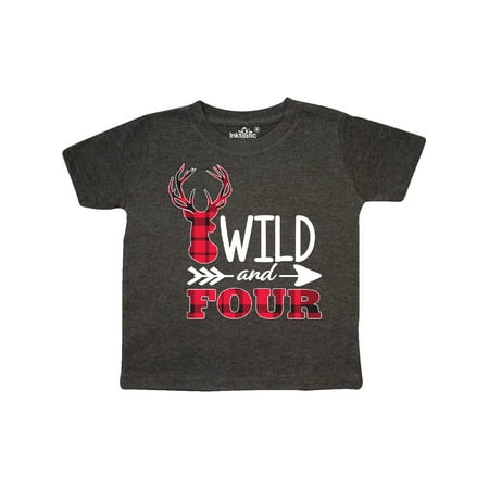 

Inktastic Plaid Deer Wild and 4 with Arrow Gift Toddler Boy or Toddler Girl T-Shirt