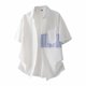 thumbnail image 1 of Blusa y camisa de manga corta con cuello vuelto para hombre, informal, de verano, a rayas, de manga corta, con bolsillo de solapa, fina, de poliéster, 1 of 9