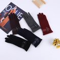 thumbnail image 2 of Moda mujer dedo completo para pantalla táctil guantes lindo arco a prueba de viento conducción montar invierno cálido guante, 2 of 5