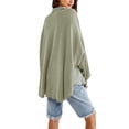 thumbnail image 2 of Langwyqu Spring Fall Women Long Sleeve Waffle Knit Oversized Loose Button Jacket Tops, 2 of 3