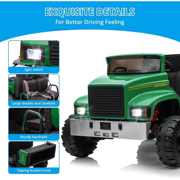 Acekid Electric Car 24V Ride On Car Remote Control Electric UTV Vehicles Dump Bed 4WD Power 4x200W Motors 4xSprin