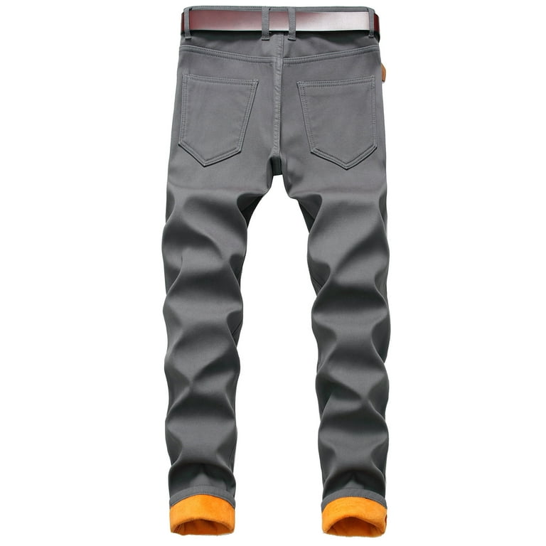 【SATIIIZ】Menver Track Banding Denim Pants Frontwalk Men Denim Pants Thicken Plush Trousers Mid Waist
