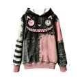 thumbnail image 4 of JIAYUE Women Pullover Hoodie Long Sleeve Patchwork Monster Face Print Sweatshirt With Pocket for Daily Streetwear, 4 of 4