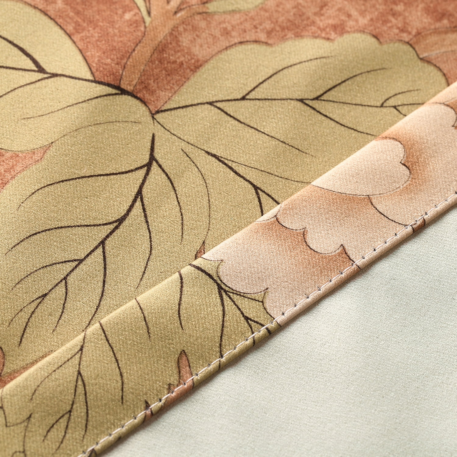 VOGOL Floral Blossoming Blackout Window Curtains, Grommet Heavy and Soft Energy Efficient Thermal Insulate Drapes for Bedroom Living Room, 2 Panels, 52x84 Inch, Brown