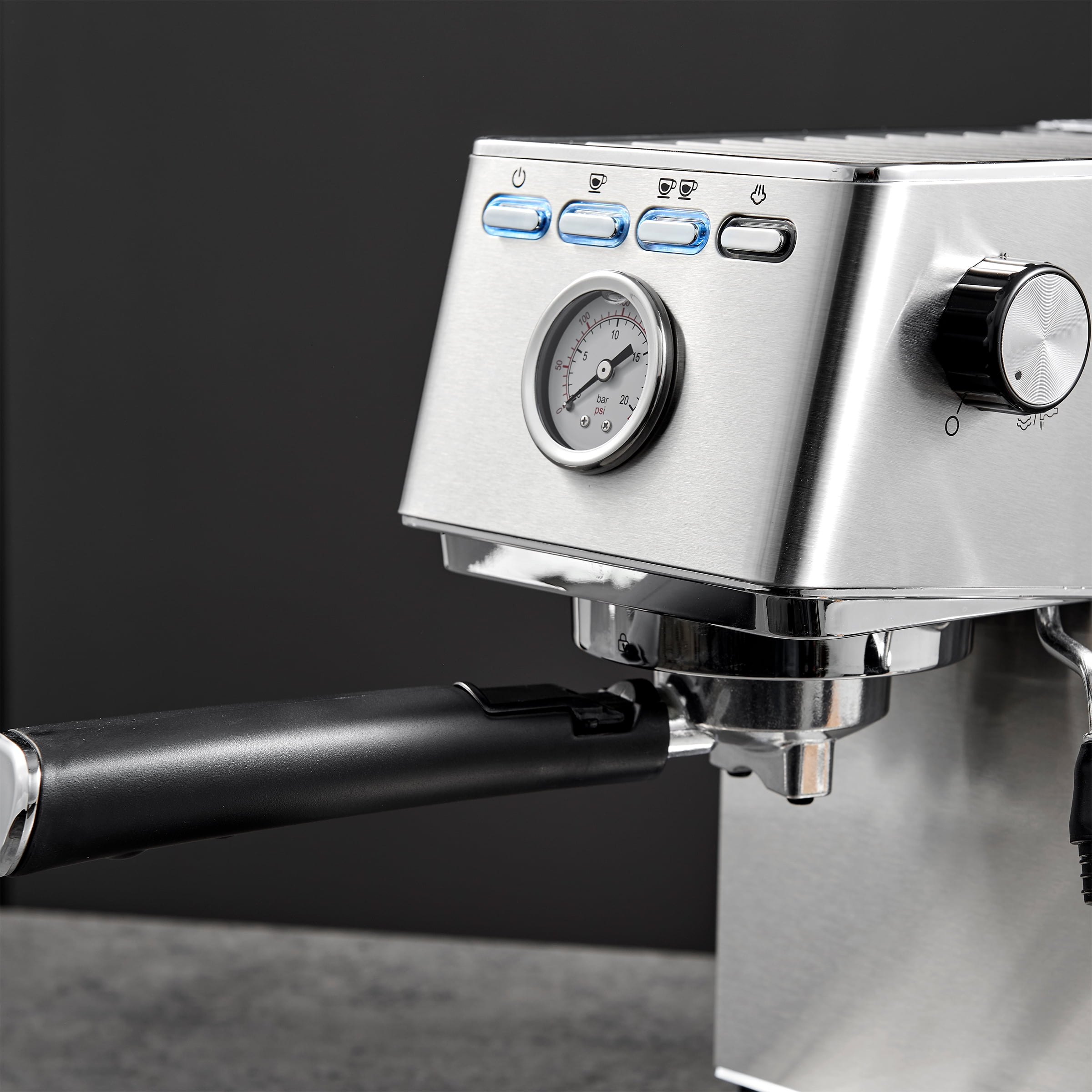 Farberware Espresso Machine, 15 Bar, Silver, Stainless Steel, Steam Wand