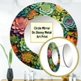 thumbnail image 3 of Designart "Succulent Mosaic Artistry" Floral Rund Mirror For Wall Decor - Large Multi-Color Round Print Mirror - Round Traditional Mirror - Wall Mounted Round Large Mirror - 23" x 23", 3 of 6