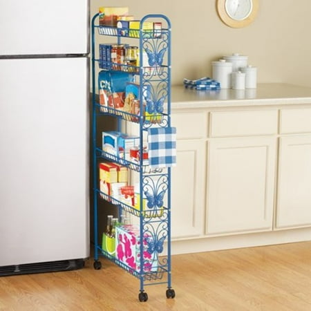 Metal Butterfly 6 Shelf Rolling Pantry Cart 10 Walmart Com