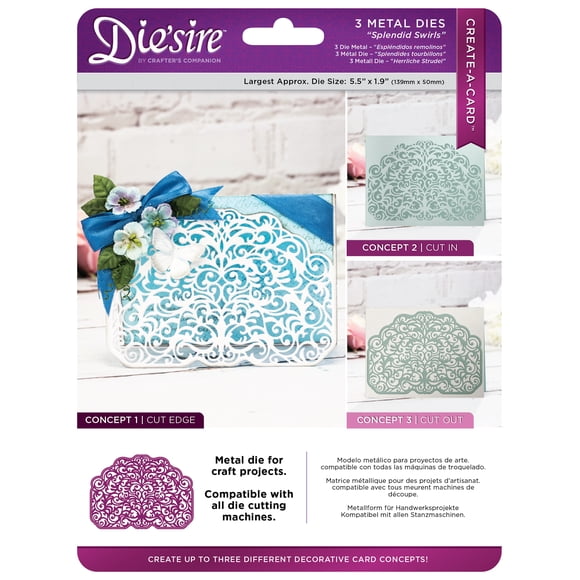 Die'sire Create-A-Card Metal Dies-Splendid Swirls