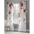 thumbnail image 4 of Red Flowers Sheer Curtains 84 Inch Length 2 Panels for Living Room, Spring Floral Elegant Pastoral Watercolor Voile Kitchen Curtain Set, Luxury Privacy Drapes Window Treatment for Bedroom, 4 of 7