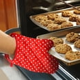 thumbnail image 4 of Oleegame 2 Pcs Gants Mitaines de Cuisine en Coton Anti-Chaleur pour Micro-Ondes, Isolants à Pois, Chaleur, Cuisson, Four, 2 Pcs Rouge, 4 of 5