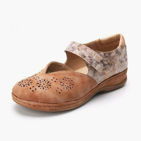 

VKEKIEO Round Toe Block Heels For Women High Heel Platform Brown