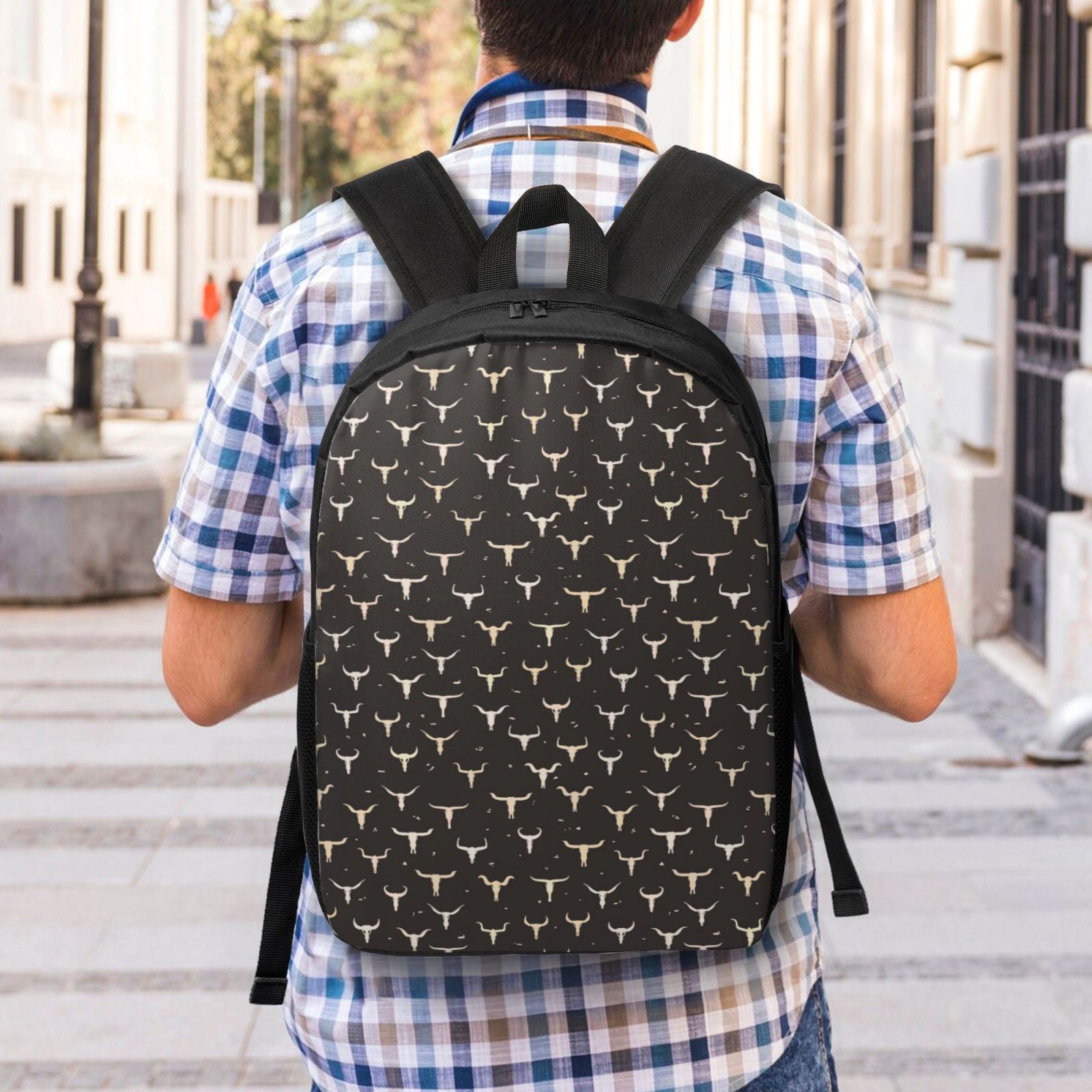 Xecao Cow Skulls print Travel Backpack, Large Computer Backpack for Men Women, College School Rucksack Book Bag